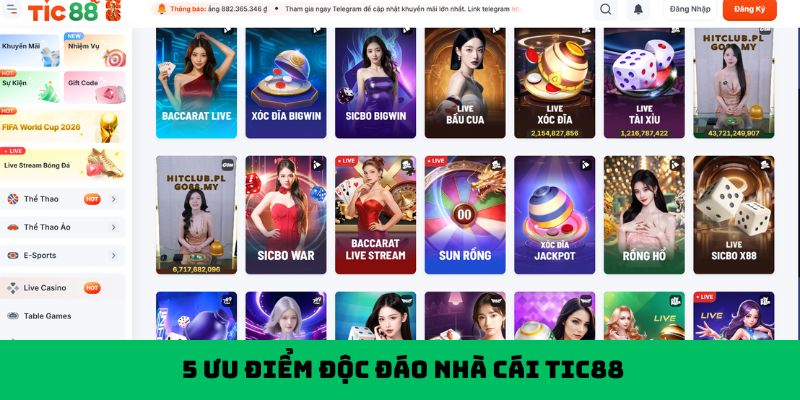 5 ưu điểm độc đáo nhà cái Tic88